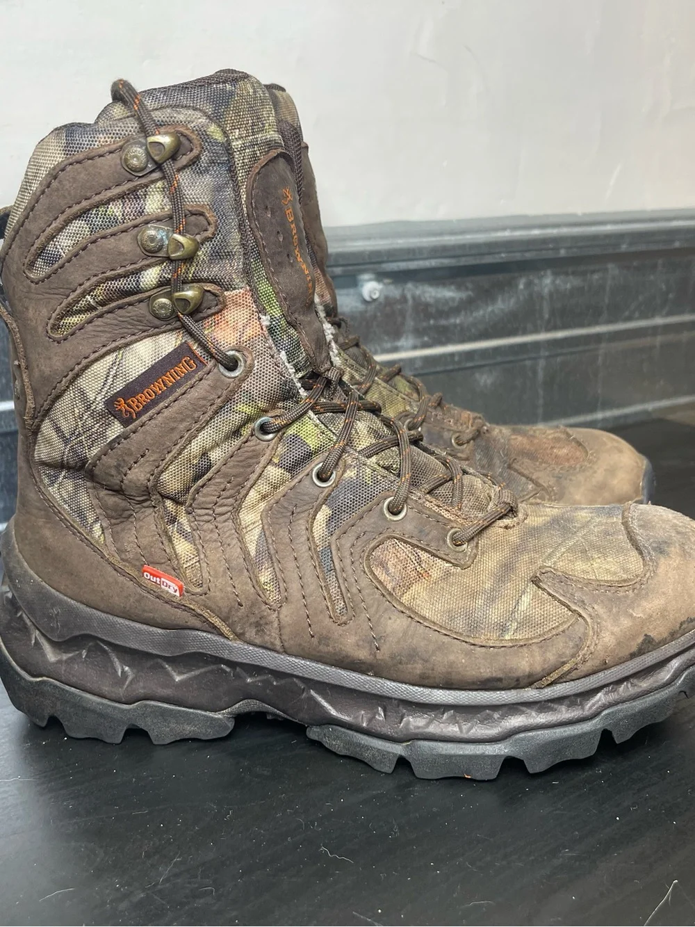 Browning Men’s Size 8 Camo Hunting Boots Waterproof Insulated Outdoor Hiking